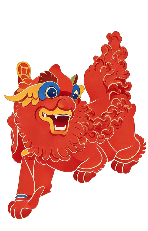 垂脊灰塑独角狮